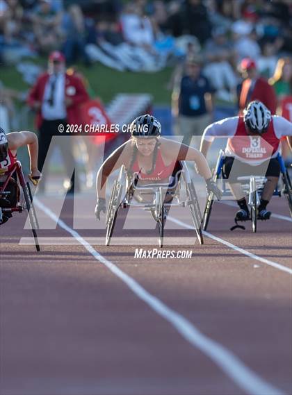 Thumbnail 2 in CIF State Championships (100m Mixed Wheelchair Para Finals) photogallery.