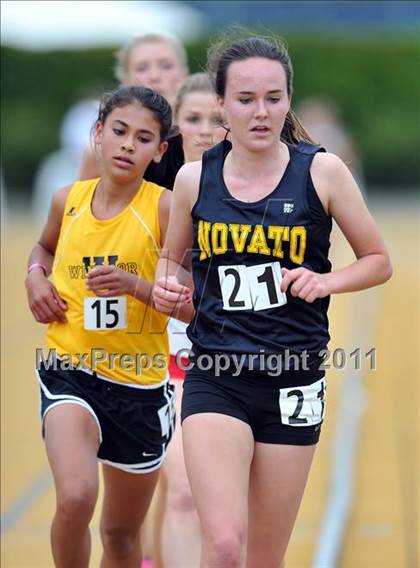 Thumbnail 2 in CIF NCS Masters Track & Field Championships (Girls 3200) photogallery.