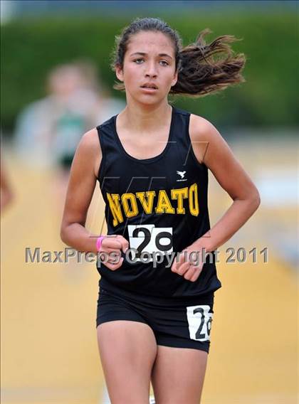 Thumbnail 2 in CIF NCS Masters Track & Field Championships (Girls 3200) photogallery.