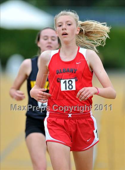 Thumbnail 2 in CIF NCS Masters Track & Field Championships (Girls 3200) photogallery.
