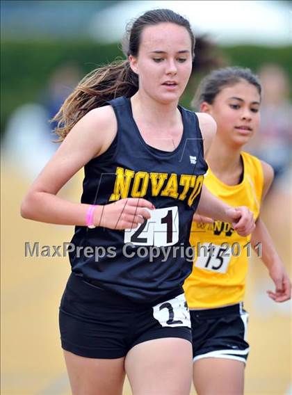 Thumbnail 2 in CIF NCS Masters Track & Field Championships (Girls 3200) photogallery.