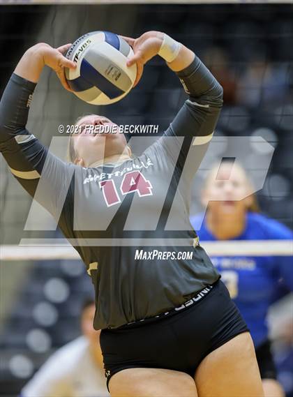 Thumbnail 2 in Fayetteville vs. Sulphur Bluff (UIL Volleyball 1A Semi-Finals) photogallery.