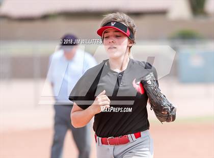 Thumbnail 2 in San Pasqual Valley vs Tonopah Valley (Chandler Prep Softball Classic) photogallery.