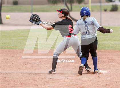 Thumbnail 3 in San Pasqual Valley vs Tonopah Valley (Chandler Prep Softball Classic) photogallery.