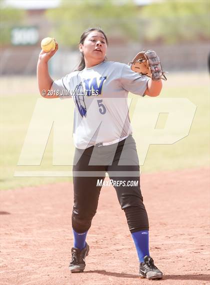 Thumbnail 3 in San Pasqual Valley vs Tonopah Valley (Chandler Prep Softball Classic) photogallery.