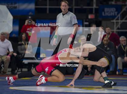 Thumbnail 1 in NYSPHSAA D1 Wrestling Championships (Finals 99 - 126 lbs) photogallery.