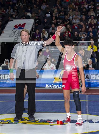 Thumbnail 2 in NYSPHSAA D1 Wrestling Championships (Finals 99 - 126 lbs) photogallery.