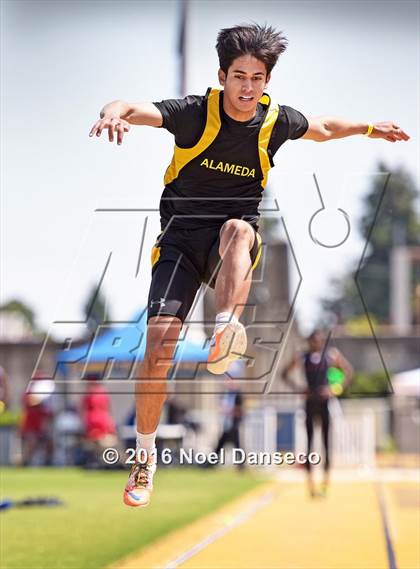 Thumbnail 3 in CIF NCS Masters Track and Field Championships (Boys Long Jump) photogallery.