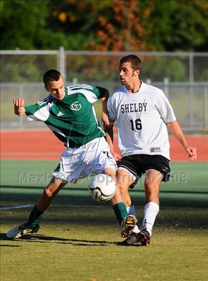 Thumbnail 1 in Shelby vs. Cardinal Gibbons (NCHSAA Boys Soccer 2A Final) photogallery.
