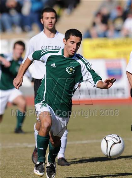 Thumbnail 1 in Shelby vs. Cardinal Gibbons (NCHSAA Boys Soccer 2A Final) photogallery.