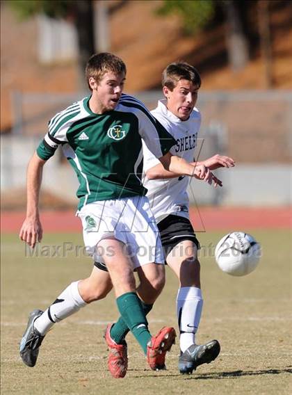 Thumbnail 1 in Shelby vs. Cardinal Gibbons (NCHSAA Boys Soccer 2A Final) photogallery.
