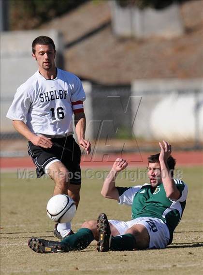 Thumbnail 1 in Shelby vs. Cardinal Gibbons (NCHSAA Boys Soccer 2A Final) photogallery.