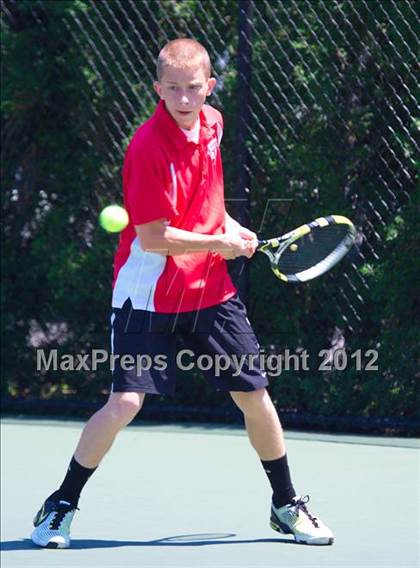 Thumbnail 1 in NYSPHSAA Boys Tennis Championships (Round 1) photogallery.