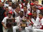Jacobs (bottom row, middle with baseball) celebrates with teammates after winning a section title.