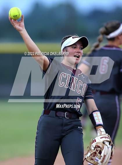 Thumbnail 3 in Heights vs Cinco Ranch (UIL Softball 6A Region 3 Area Game 2) photogallery.