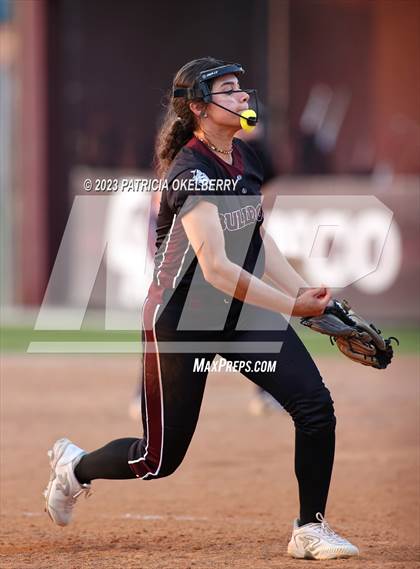 Thumbnail 2 in Heights vs Cinco Ranch (UIL Softball 6A Region 3 Area Game 2) photogallery.