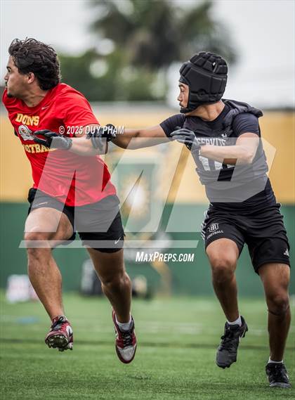 Thumbnail 3 in Servite VS Cathedral Catholic (Battle at the Beach 7on7) photogallery.