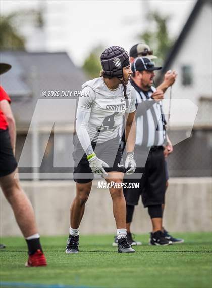 Thumbnail 1 in Servite VS Cathedral Catholic (Battle at the Beach 7on7) photogallery.