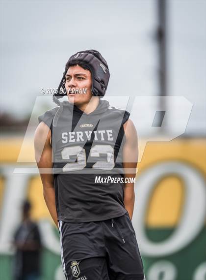 Thumbnail 3 in Servite VS Cathedral Catholic (Battle at the Beach 7on7) photogallery.