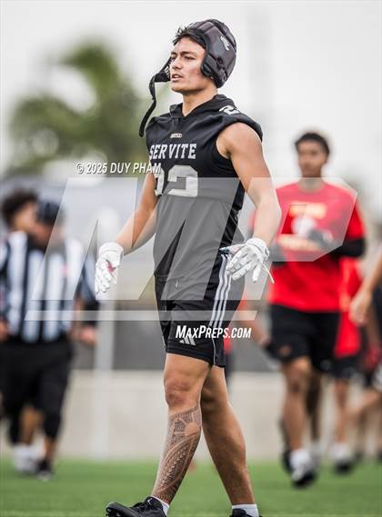 Thumbnail 2 in Servite VS Cathedral Catholic (Battle at the Beach 7on7) photogallery.