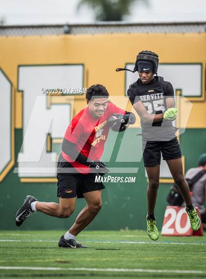 Thumbnail 1 in Servite VS Cathedral Catholic (Battle at the Beach 7on7) photogallery.
