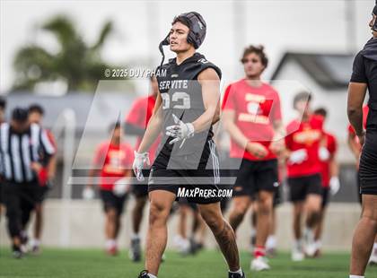 Thumbnail 1 in Servite VS Cathedral Catholic (Battle at the Beach 7on7) photogallery.