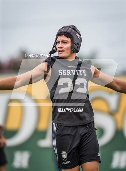 Thumbnail 2 in Servite VS Cathedral Catholic (Battle at the Beach 7on7) photogallery.
