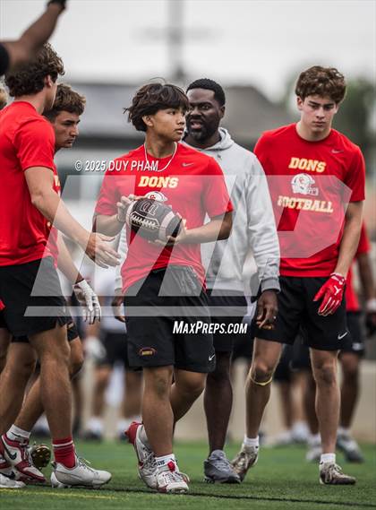 Thumbnail 1 in Servite VS Cathedral Catholic (Battle at the Beach 7on7) photogallery.