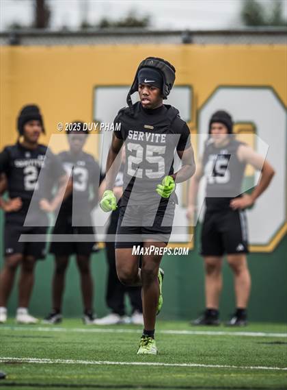 Thumbnail 2 in Servite VS Cathedral Catholic (Battle at the Beach 7on7) photogallery.