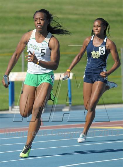 Thumbnail 2 in CIF State Track and Field Championships (Girls 4x100 Relay /100 Hurdles) photogallery.