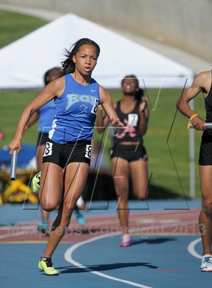 Thumbnail 1 in CIF State Track and Field Championships (Girls 4x100 Relay /100 Hurdles) photogallery.