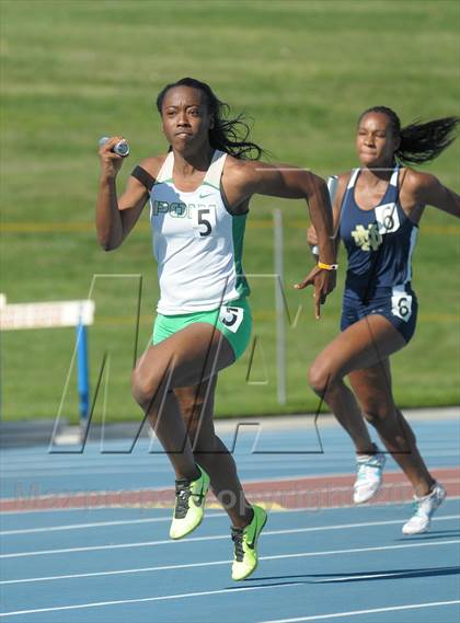 Thumbnail 1 in CIF State Track and Field Championships (Girls 4x100 Relay /100 Hurdles) photogallery.