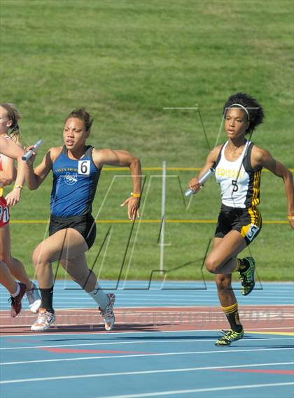 Thumbnail 2 in CIF State Track and Field Championships (Girls 4x100 Relay /100 Hurdles) photogallery.