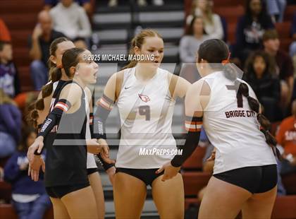 Thumbnail 3 in Hardin-Jefferson vs Bridge City (UIL Volleyball 4A Division II Area Playoff) photogallery.