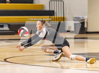 Thumbnail 1 in Hardin-Jefferson vs Bridge City (UIL Volleyball 4A Division 2 Region 3 Area Playoff) photogallery.