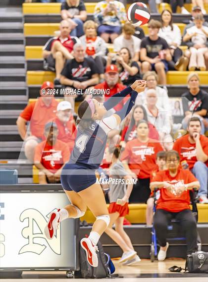 Thumbnail 3 in Hardin-Jefferson vs Bridge City (UIL Volleyball 4A Division 2 Region 3 Area Playoff) photogallery.