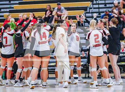 Thumbnail 1 in Hardin-Jefferson vs Bridge City (UIL Volleyball 4A Division 2 Region 3 Area Playoff) photogallery.