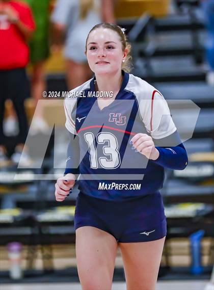 Thumbnail 1 in Hardin-Jefferson vs Bridge City (UIL Volleyball 4A Division 2 Region 3 Area Playoff) photogallery.