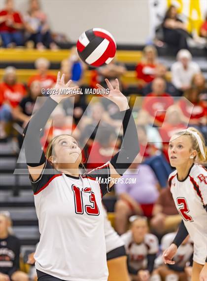 Thumbnail 3 in Hardin-Jefferson vs Bridge City (UIL Volleyball 4A Division 2 Region 3 Area Playoff) photogallery.