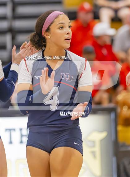 Thumbnail 1 in Hardin-Jefferson vs Bridge City (UIL Volleyball 4A Division 2 Region 3 Area Playoff) photogallery.