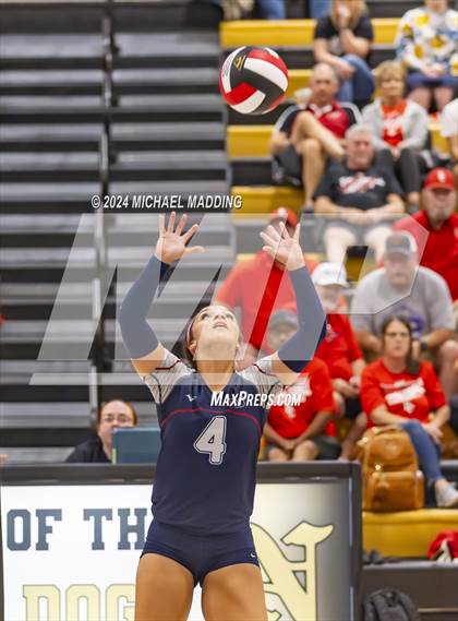 Thumbnail 1 in Hardin-Jefferson vs Bridge City (UIL Volleyball 4A Division 2 Region 3 Area Playoff) photogallery.