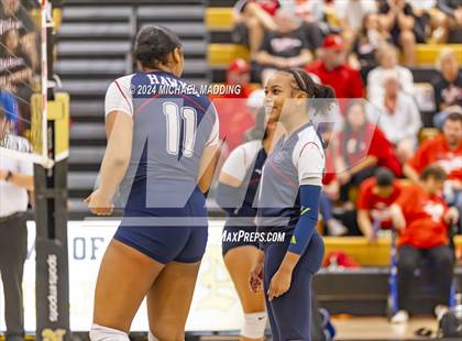 Thumbnail 3 in Hardin-Jefferson vs Bridge City (UIL Volleyball 4A Division 2 Region 3 Area Playoff) photogallery.