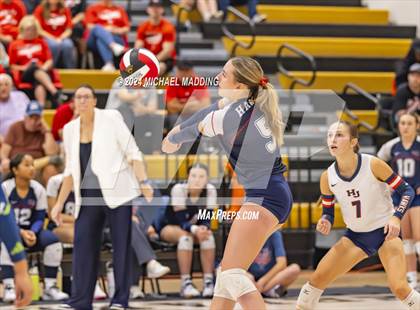 Thumbnail 2 in Hardin-Jefferson vs Bridge City (UIL Volleyball 4A Division 2 Region 3 Area Playoff) photogallery.
