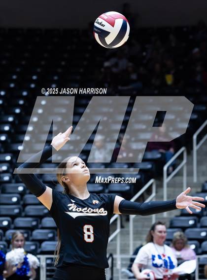Thumbnail 2 in Jewett Leon vs. Nocona (UIL 2A D1 Volleyball Final) photogallery.