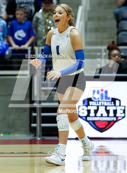 Thumbnail 2 in Jewett Leon vs. Nocona (UIL 2A D1 Volleyball Final) photogallery.