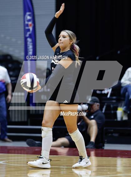 Thumbnail 3 in Jewett Leon vs. Nocona (UIL 2A D1 Volleyball Final) photogallery.