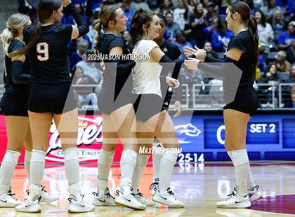Thumbnail 3 in Jewett Leon vs. Nocona (UIL 2A D1 Volleyball Final) photogallery.