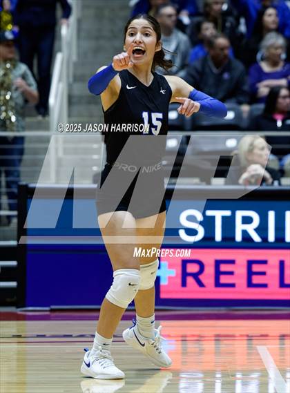 Thumbnail 3 in Jewett Leon vs. Nocona (UIL 2A D1 Volleyball Final) photogallery.