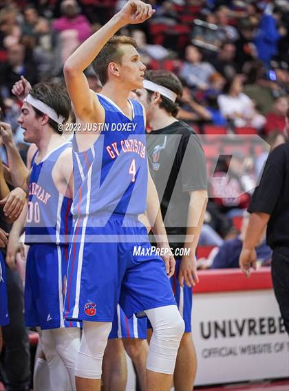 Thumbnail 3 in GV Christian vs. Pahranagat Valley (NIAA Class 1A State Boys Final) photogallery.