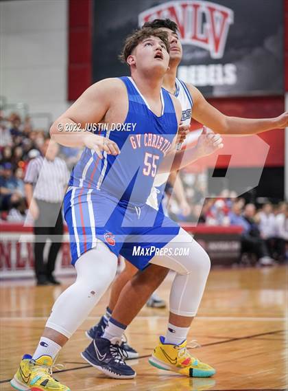 Thumbnail 3 in GV Christian vs. Pahranagat Valley (NIAA Class 1A State Boys Final) photogallery.